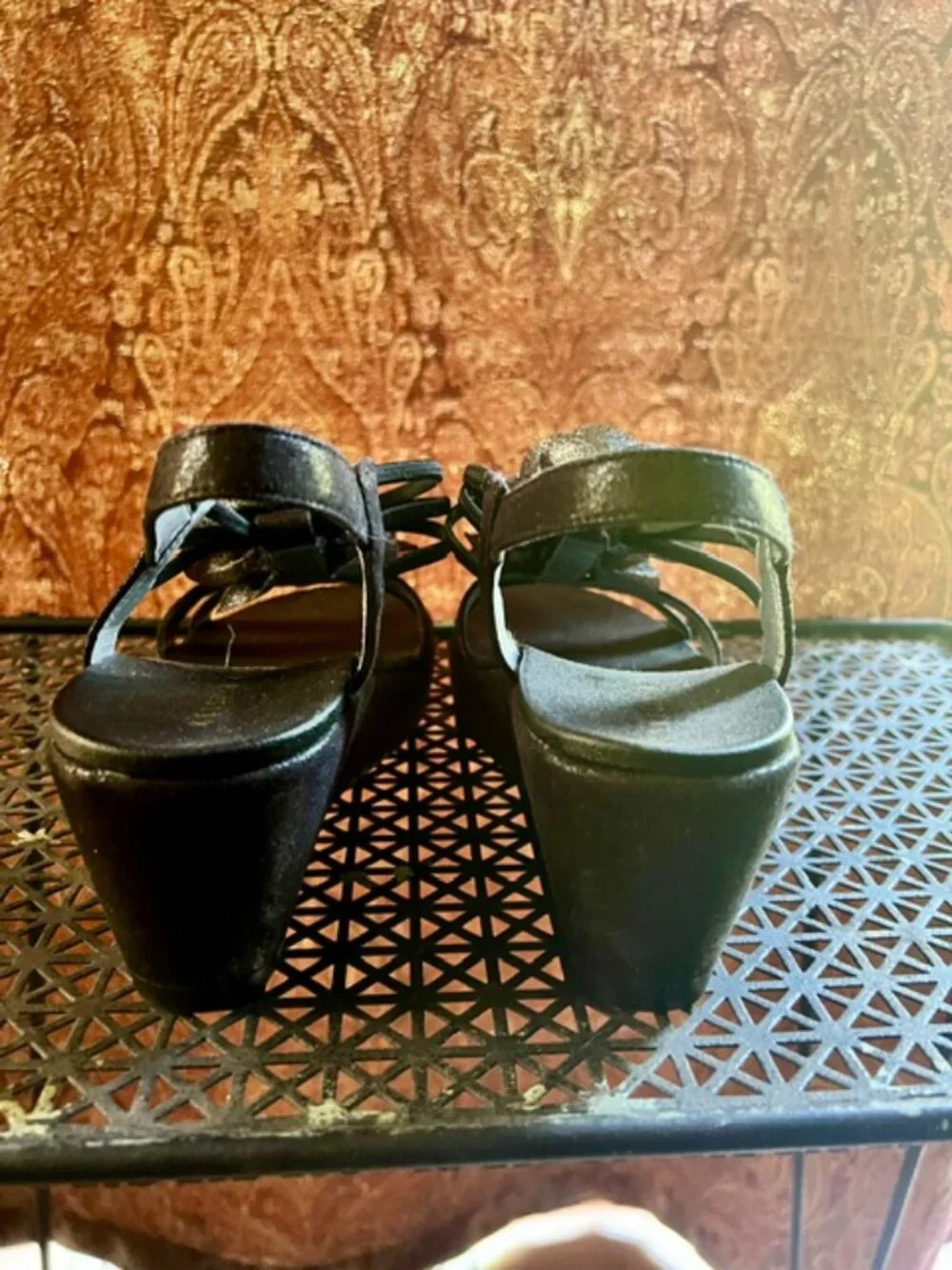 Kelly and Katie Black Dressy Wedge Sandals Size 8.5